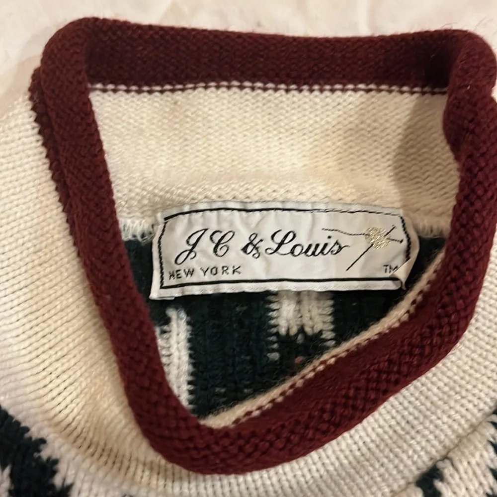 Gorgeous Vintage JC & Lewis New York‎ Aztec & Rose Knit Mock Turtleneck Sweater